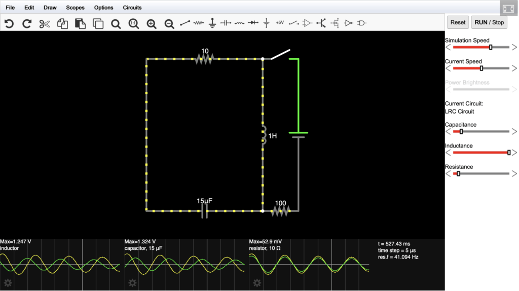 RC circuit simulation with graph output